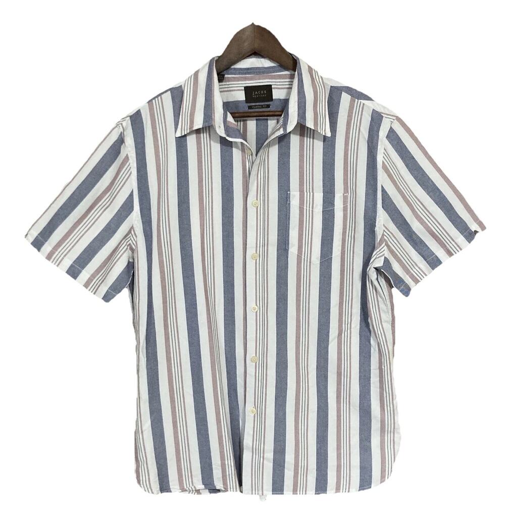 Jachs New York Classic Fit Casual Shirt Short Sleeve Button-Down Striped Men's L
